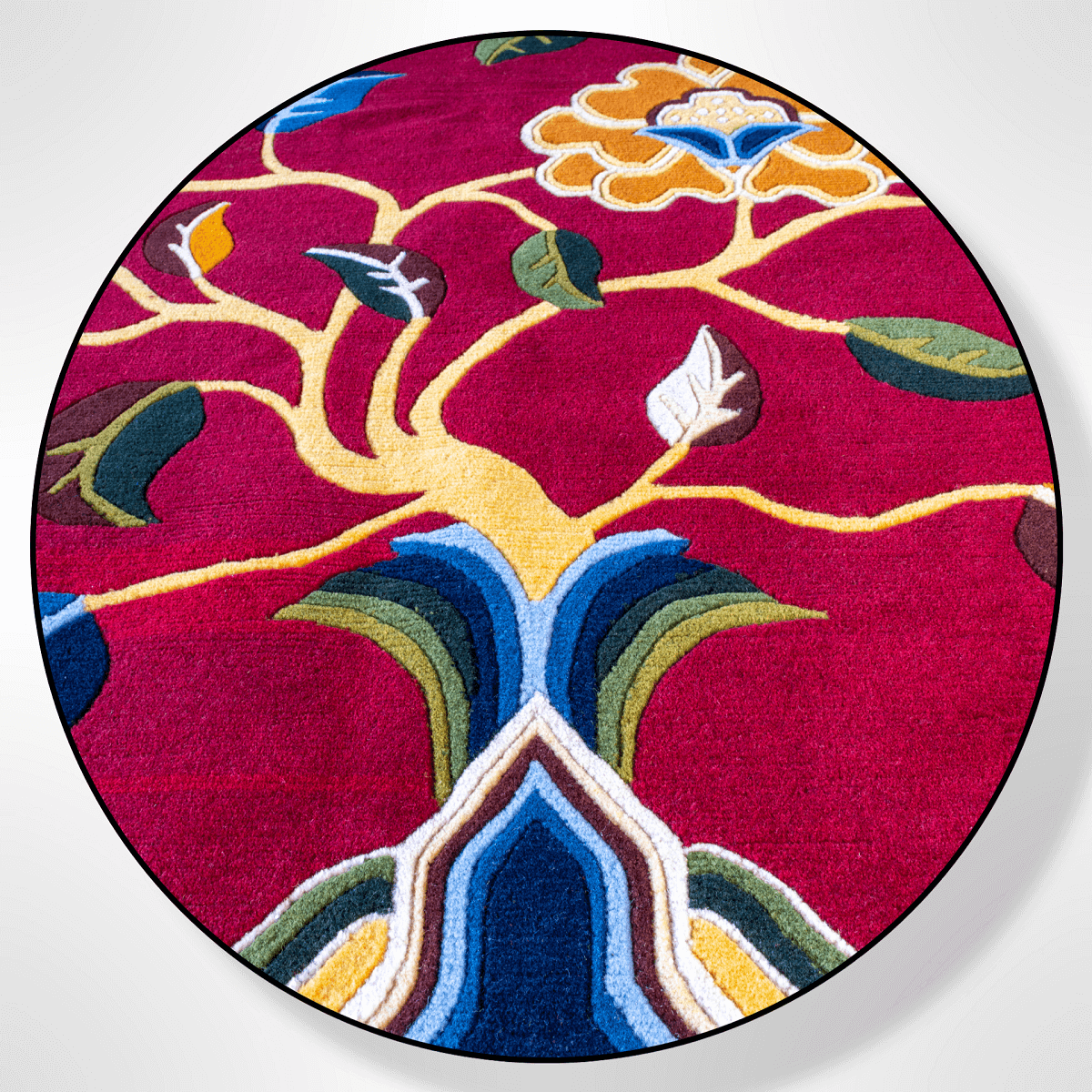 Tibetan Wool Carpet - 4 Flowers