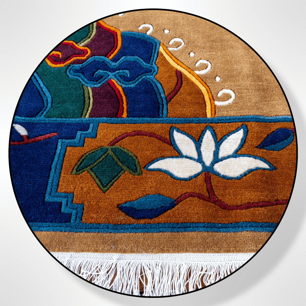 Tibetan Wool Carpet - 6 Flowers