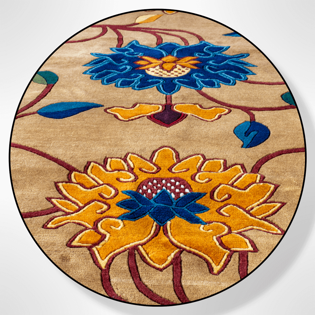 Tibetan Wool Carpet - 6 Flowers