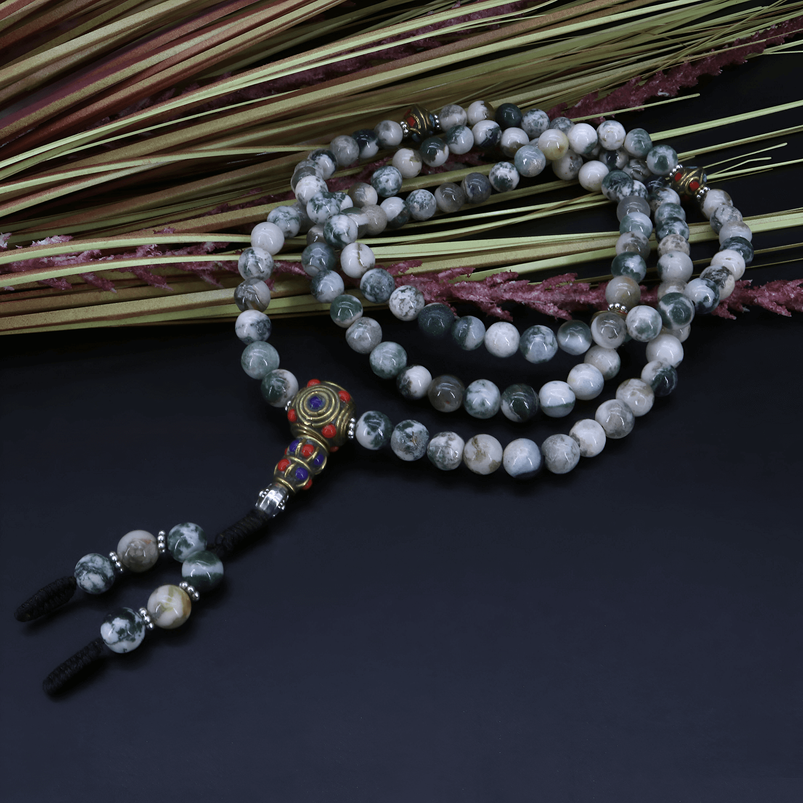 tree agate mala