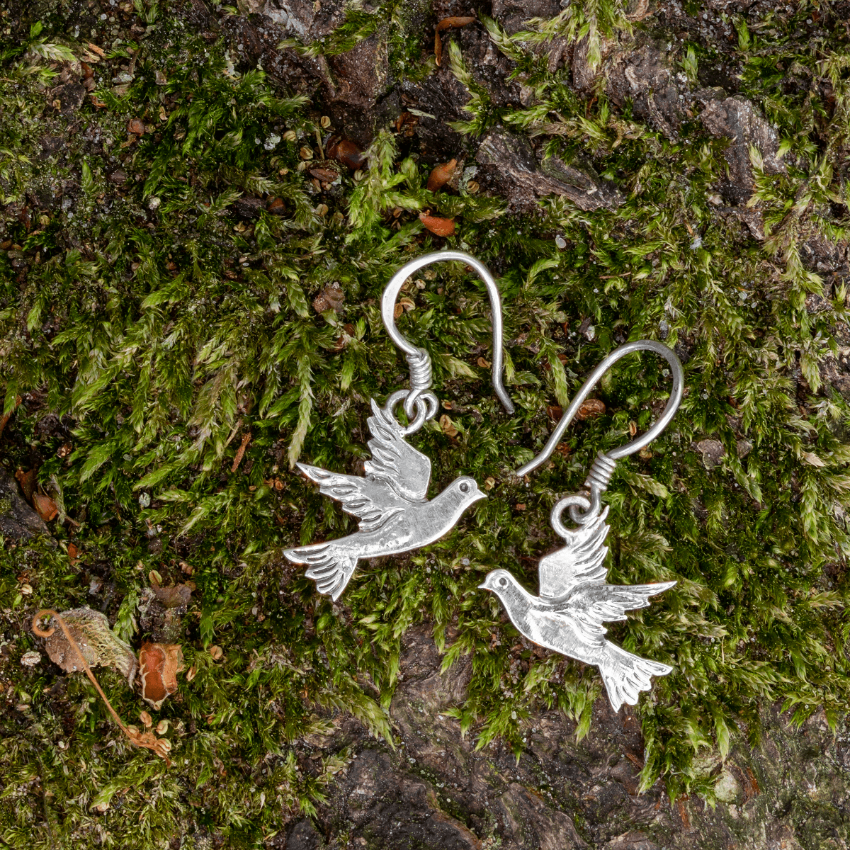 925 silver earrings - dove | Handmade in Nepal | Boho jewelry