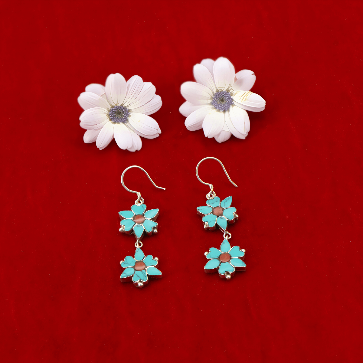 925er Silberohrringe - Blumen | Handgefertigt aus Nepal | Boho Schmuck