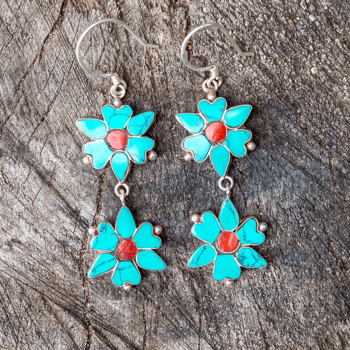 925 silver earrings - flowers | Handmade in Nepal | Boho jewelry