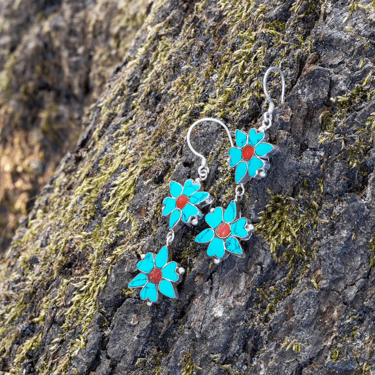 925 silver earrings - flowers | Handmade in Nepal | Boho jewelry