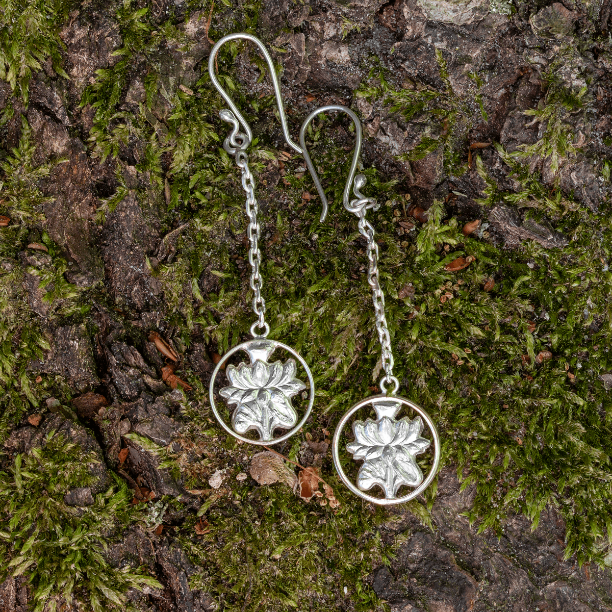 925 silver earrings - Lotus | Handmade in Nepal | Boho jewelry