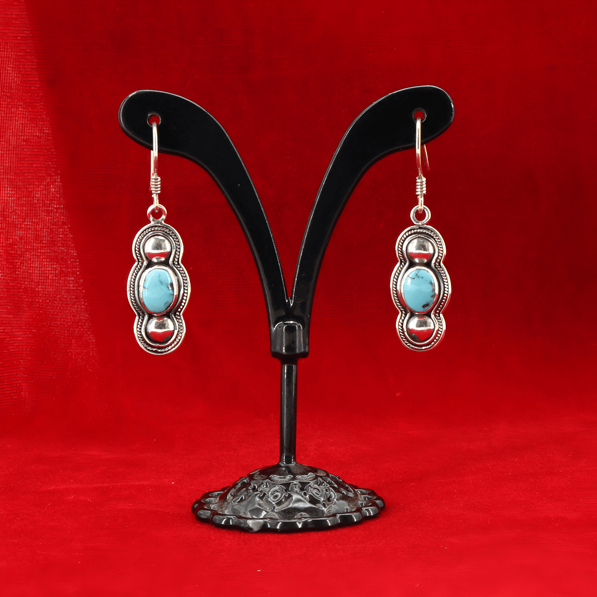 925 silver earrings - turquoise | Handmade in Nepal | Boho jewelry