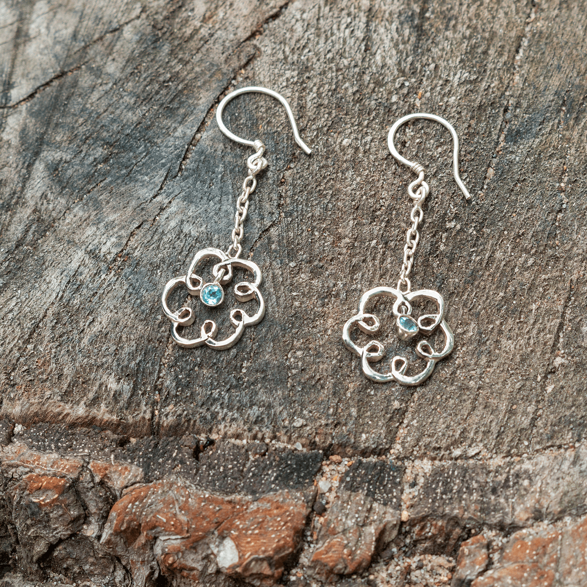 925 silver earrings - blue topaz | Handmade in Nepal | Boho